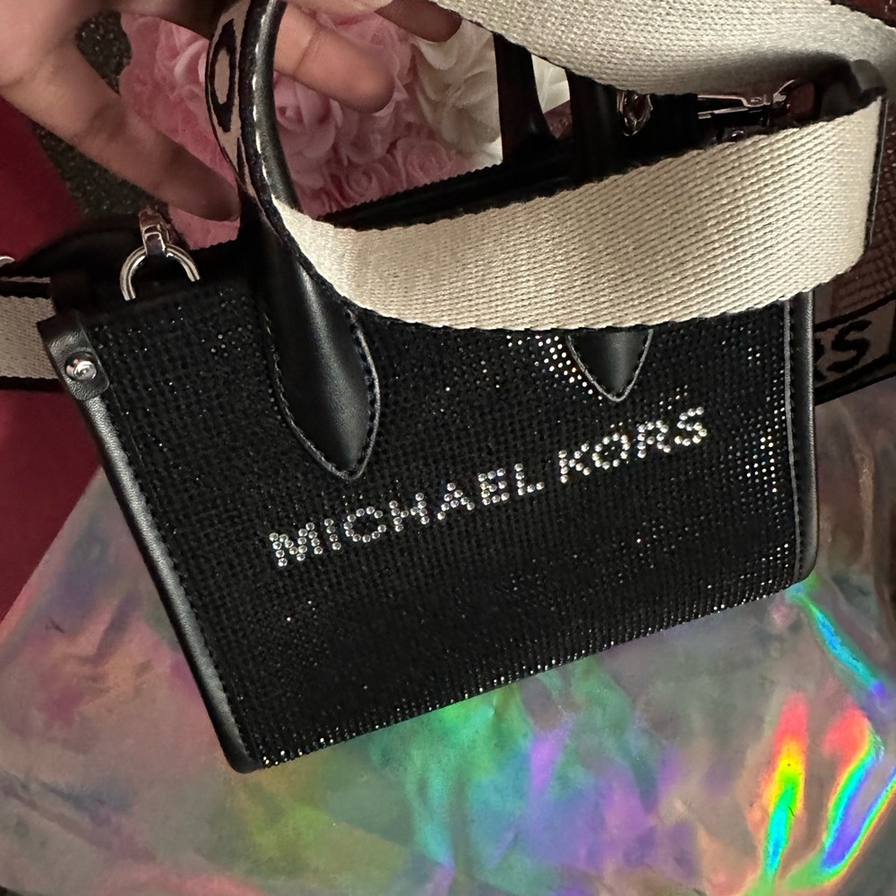 BLING RHINESTONE MINI MICHEAL KORS BLACK TOTE